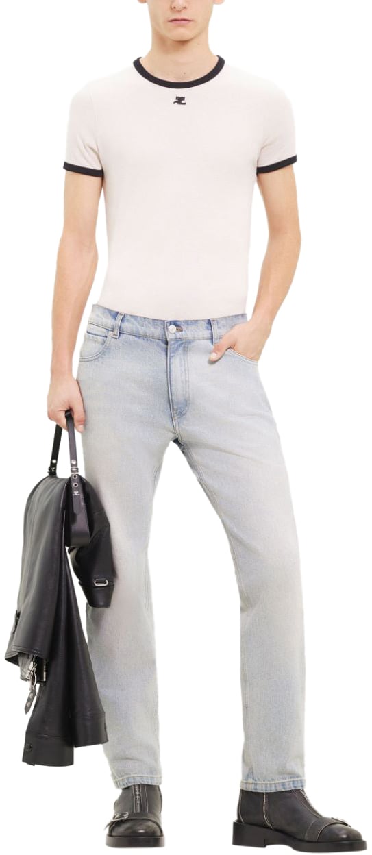 COURREGES Trousers Light Blue Wash Blauw