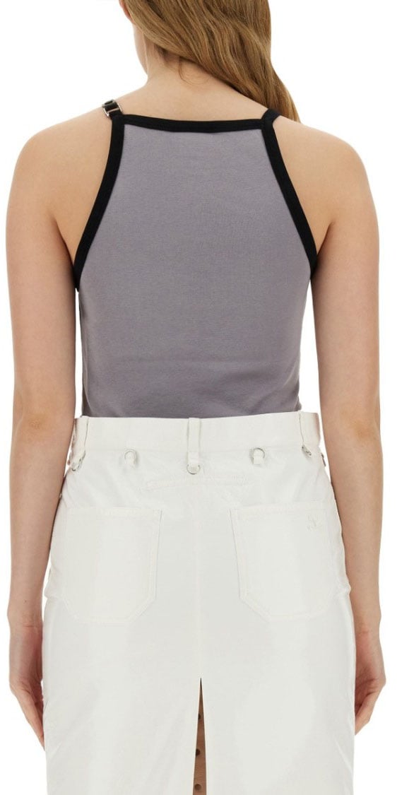 COURREGES Fitted Top With Central Logo And Contrasting Trim Grijs