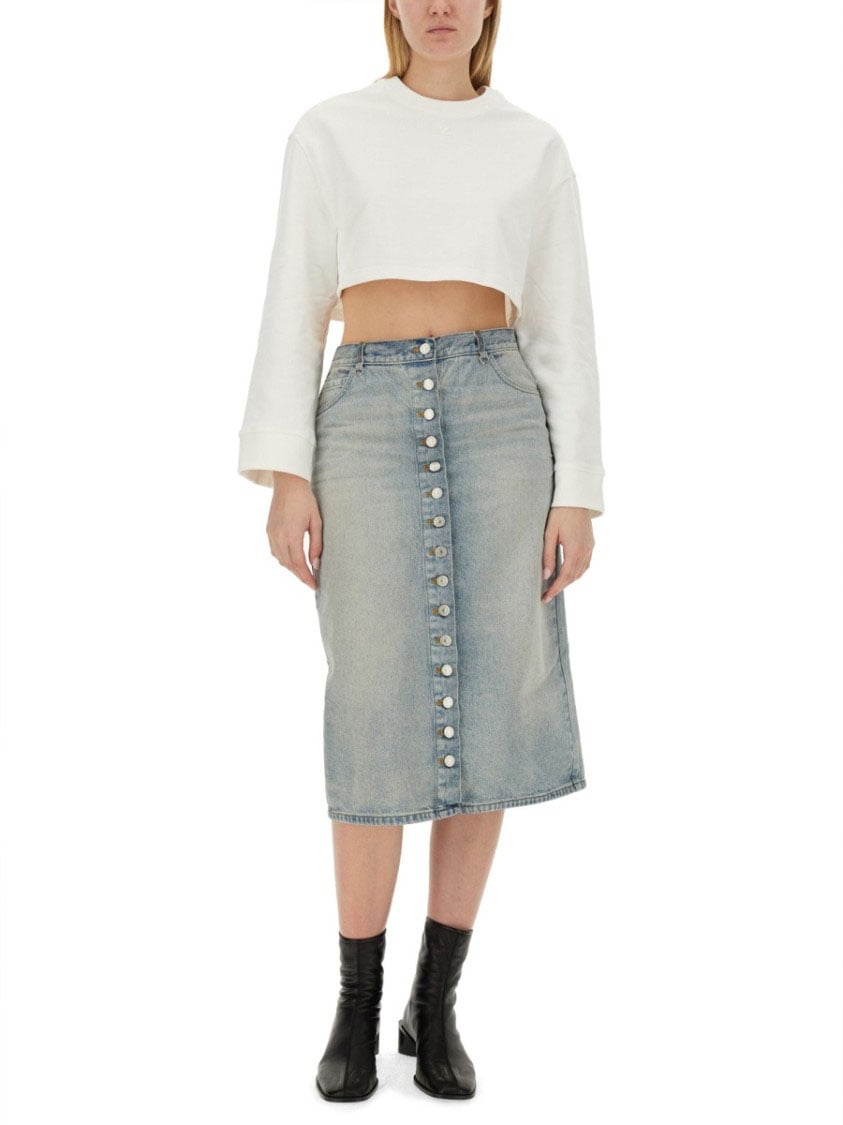 COURREGES Cropped Sweatshirt With Relaxed Fit Wit