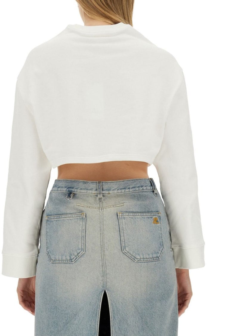 COURREGES Cropped Sweatshirt With Relaxed Fit Wit