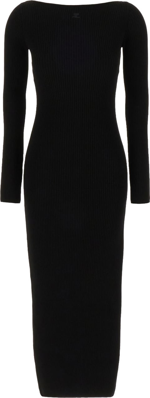 Courreges Black viscose blend dress Zwart