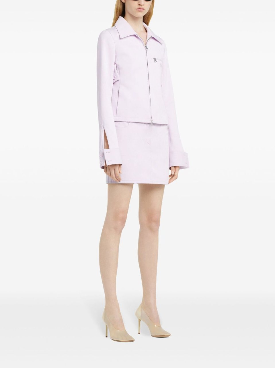 COURREGES Cropped Jacket with Two-Way Zip Paars