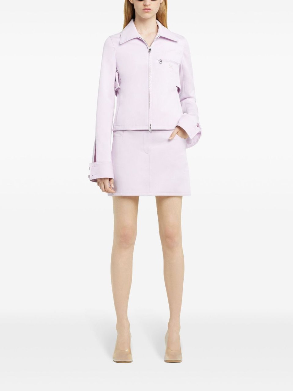 COURREGES Cropped Jacket with Two-Way Zip Paars