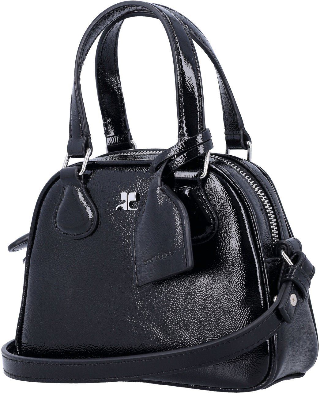COURREGES Naplack Mini Bowliing Bag Nero Zwart