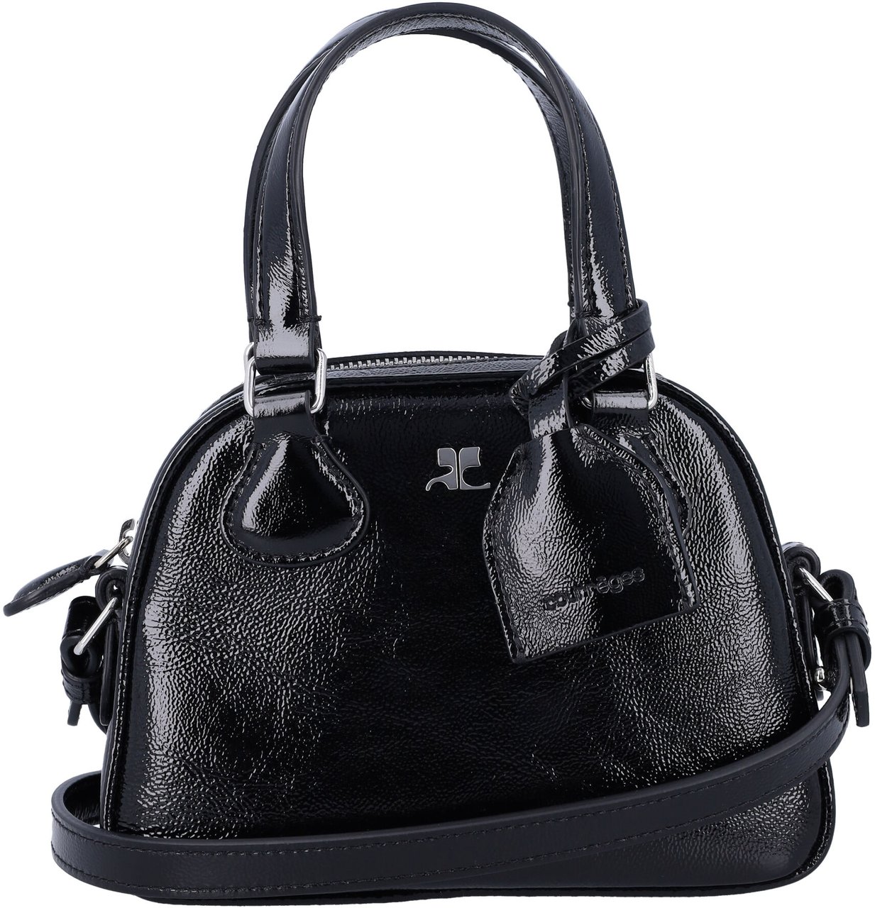 COURREGES Naplack Mini Bowliing Bag Nero Zwart
