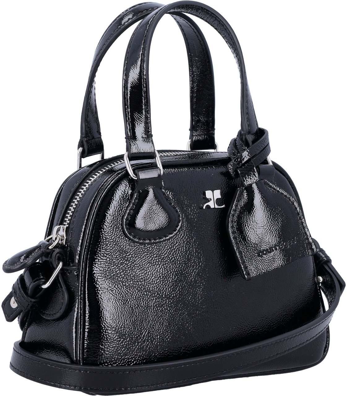 COURREGES Naplack Mini Bowliing Bag Nero Zwart