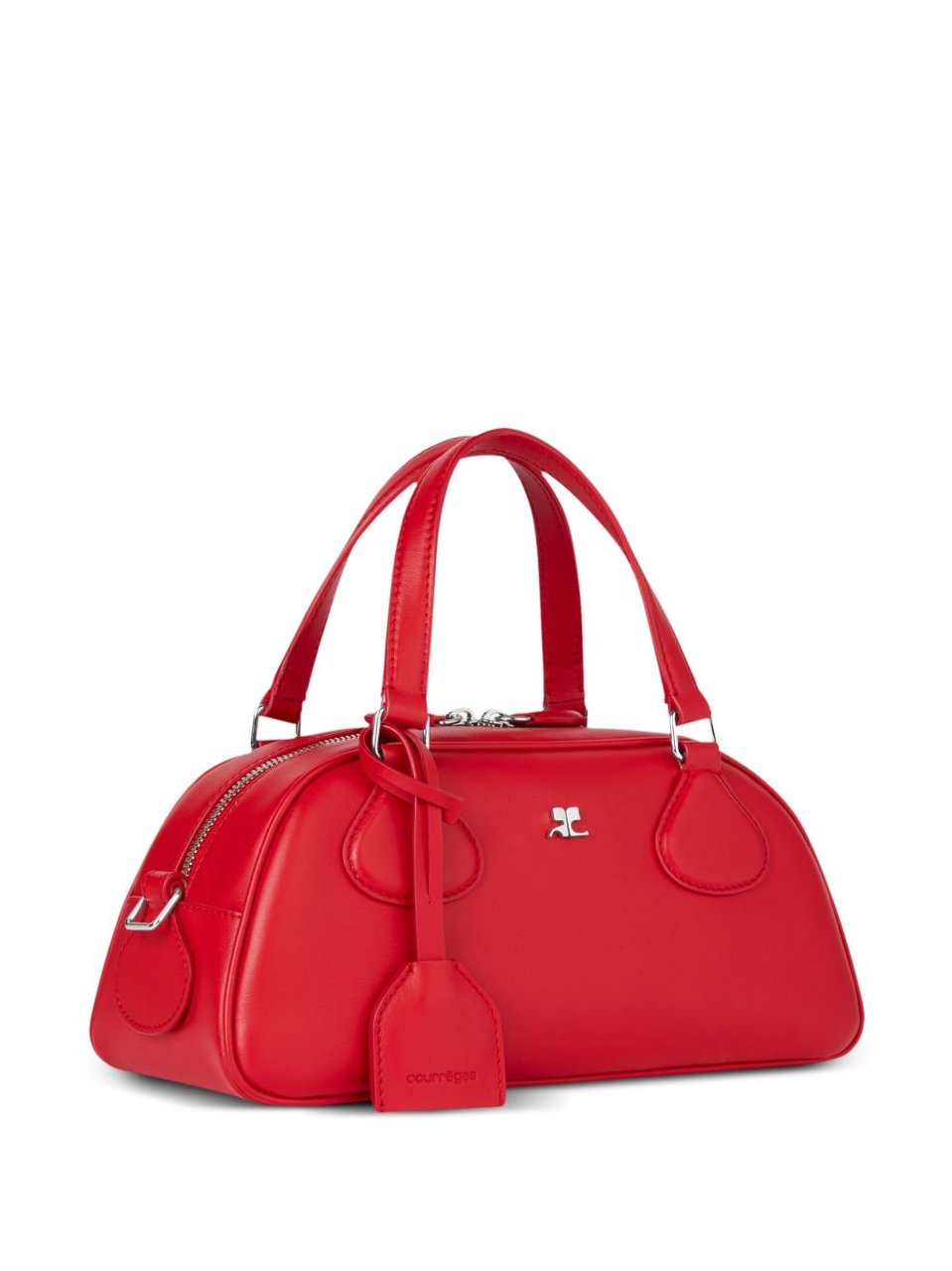 COURREGES Elongated Red Leather Bag With Silver-Tone Hardware Rood