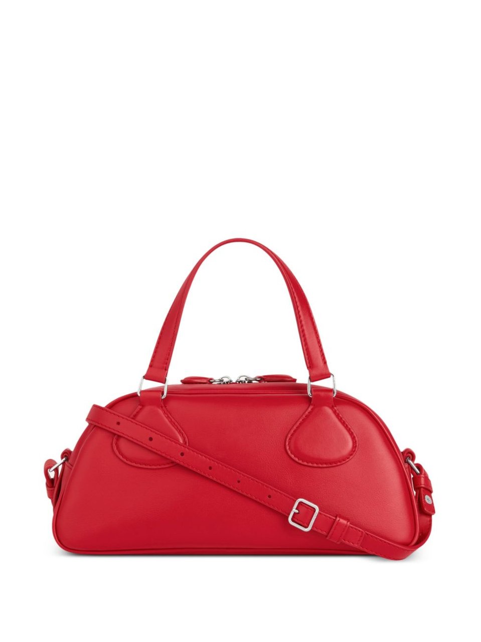 COURREGES Elongated Red Leather Bag With Silver-Tone Hardware Rood