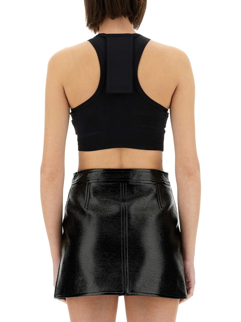 COURREGES Fitted Crop Top With High Neckline Zwart
