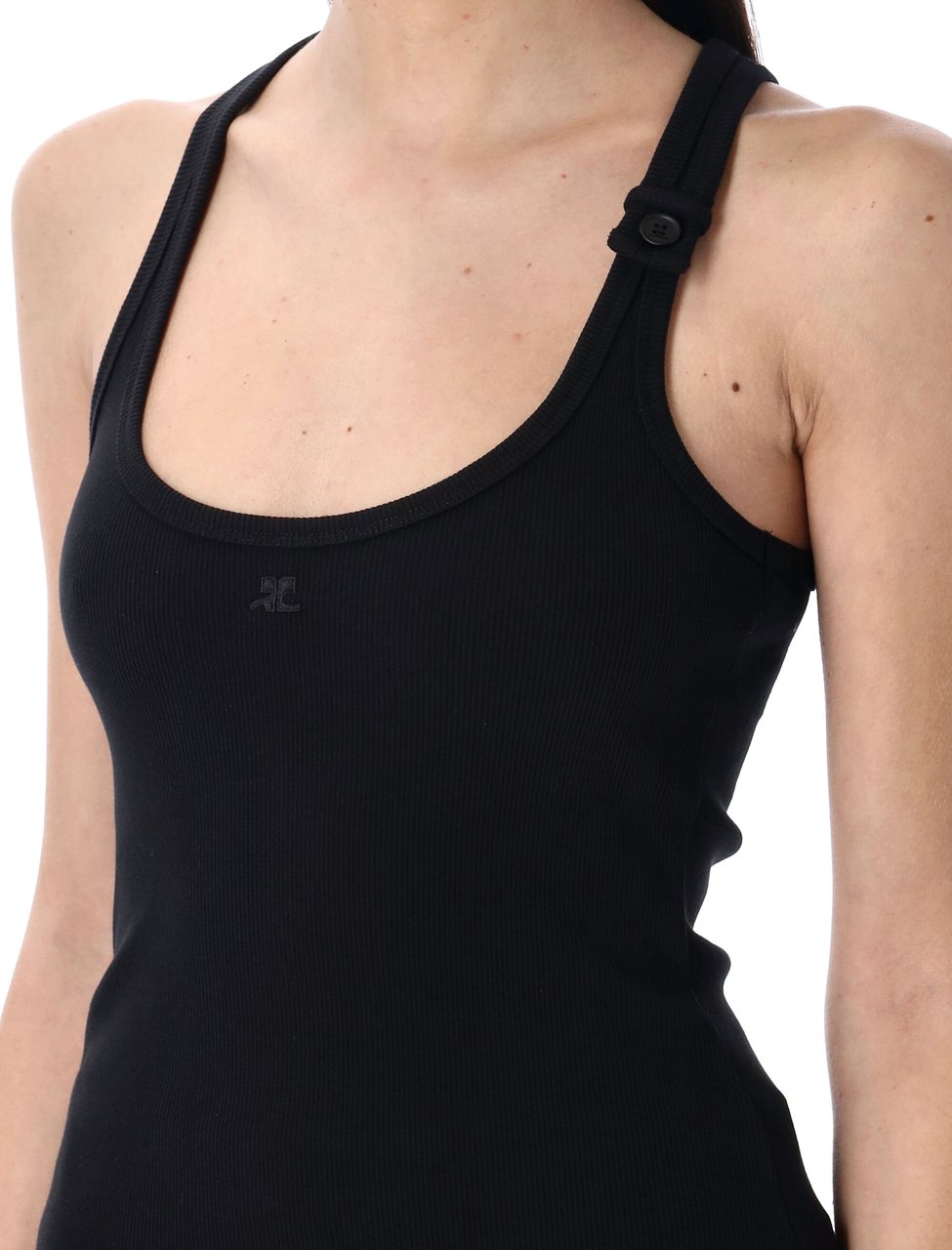 COURREGES Buckle'S 90'S Rib Tank Top Nero Zwart