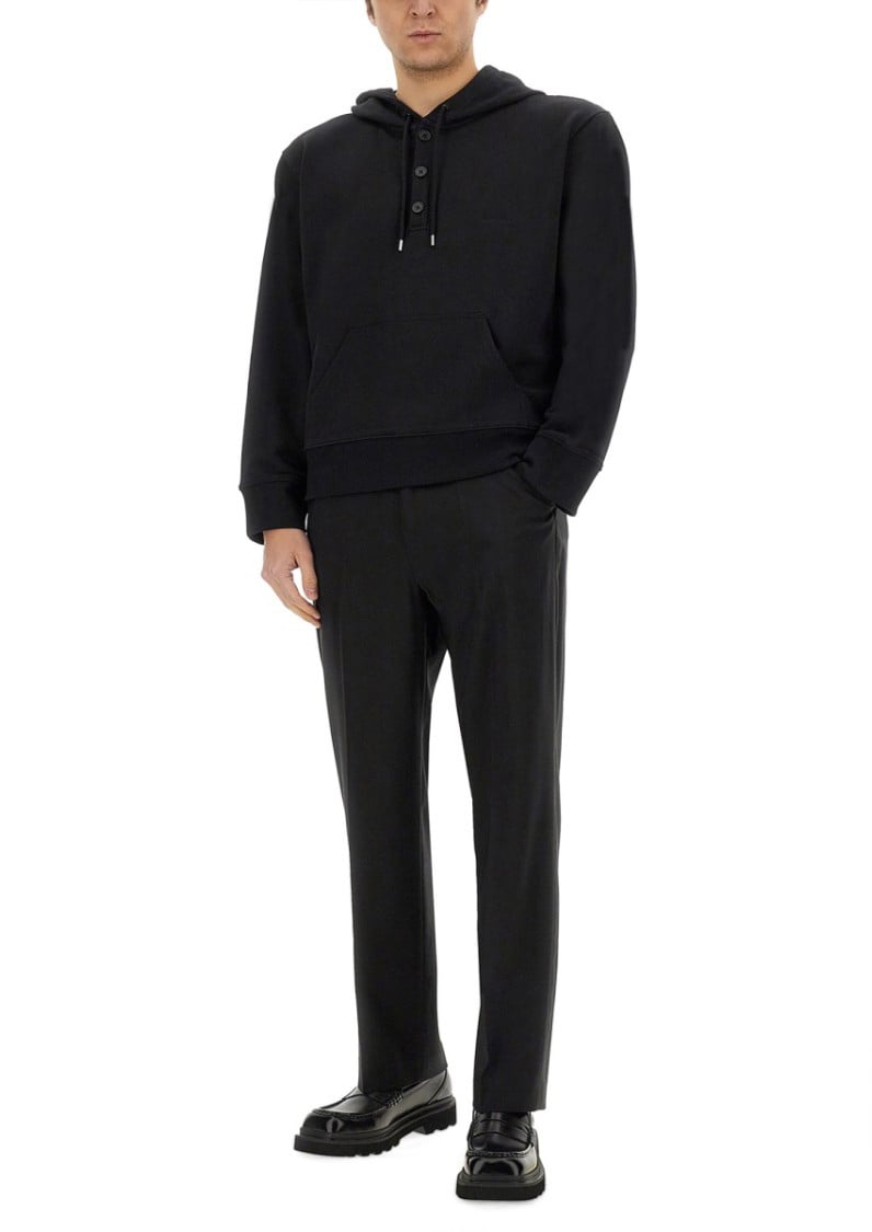 COURREGES Relaxed Black Hoodie With Drawstring Hood Zwart
