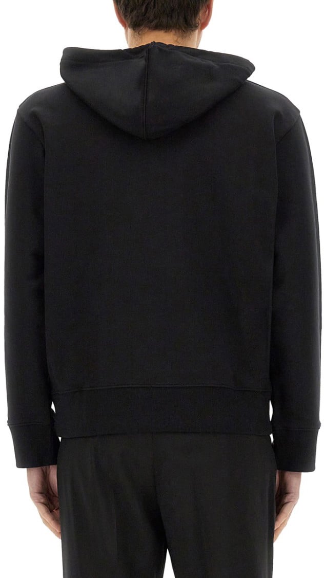 COURREGES Relaxed Black Hoodie With Drawstring Hood Zwart