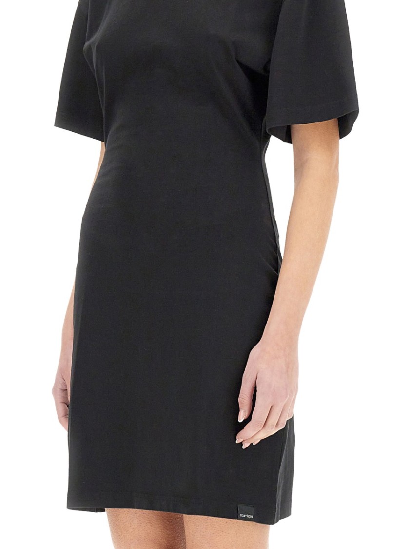 COURREGES Short Cotton Dress Zwart