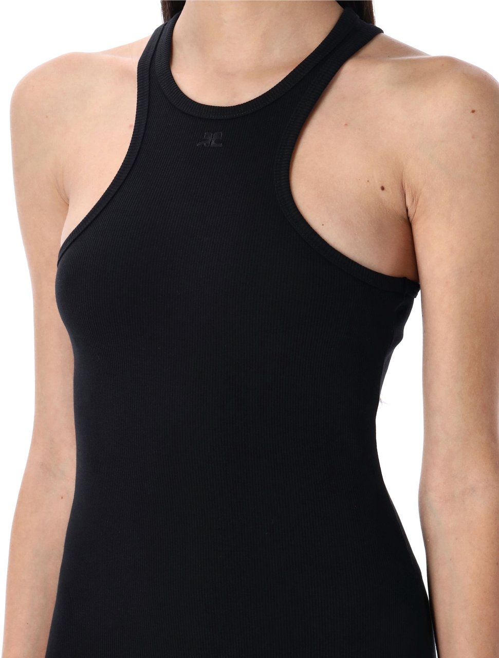 COURREGES 90' Rib Long Dress Nero Zwart