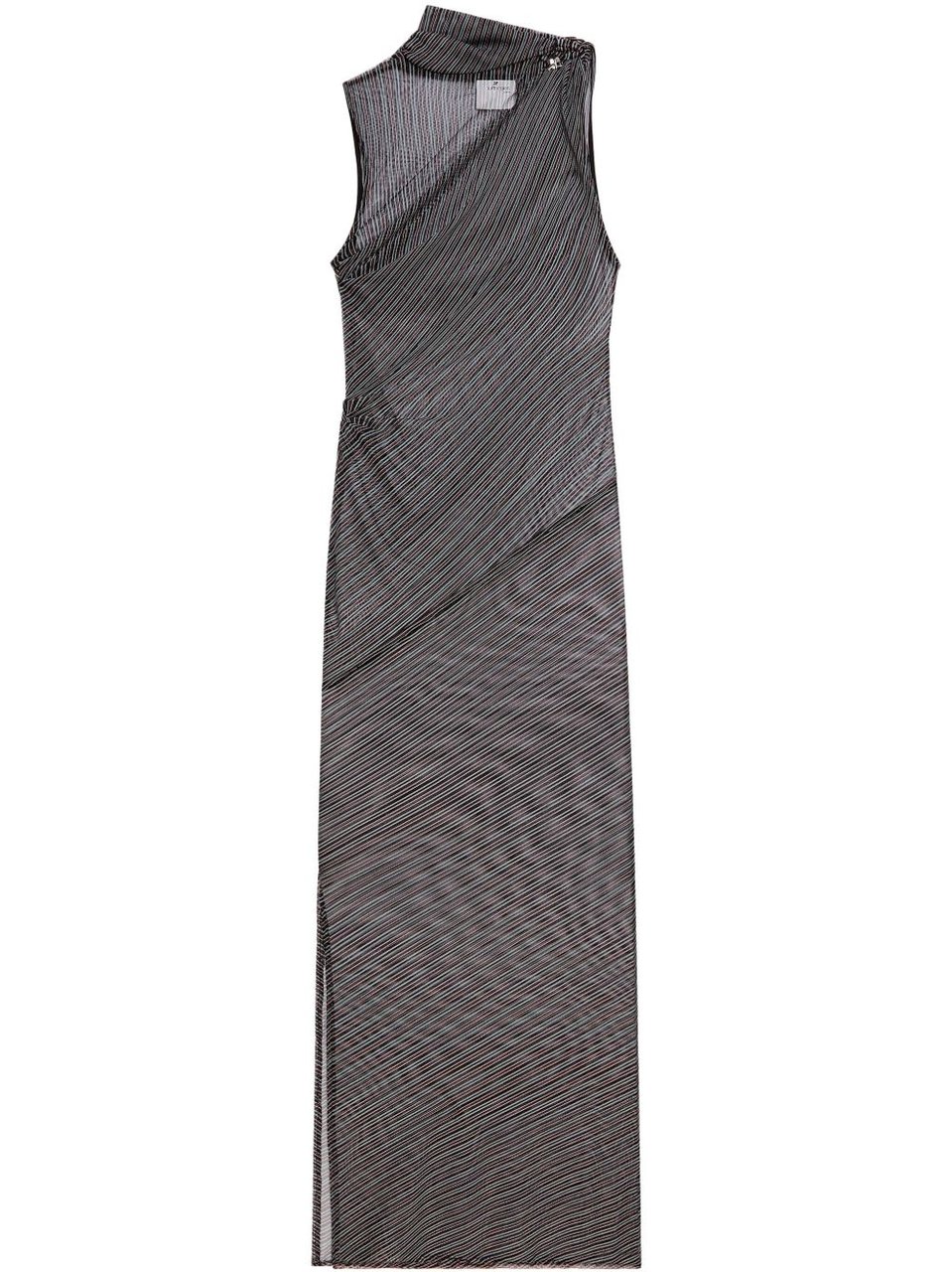 COURREGES Midi Dress with Sheer Diagonal Stripe Grijs