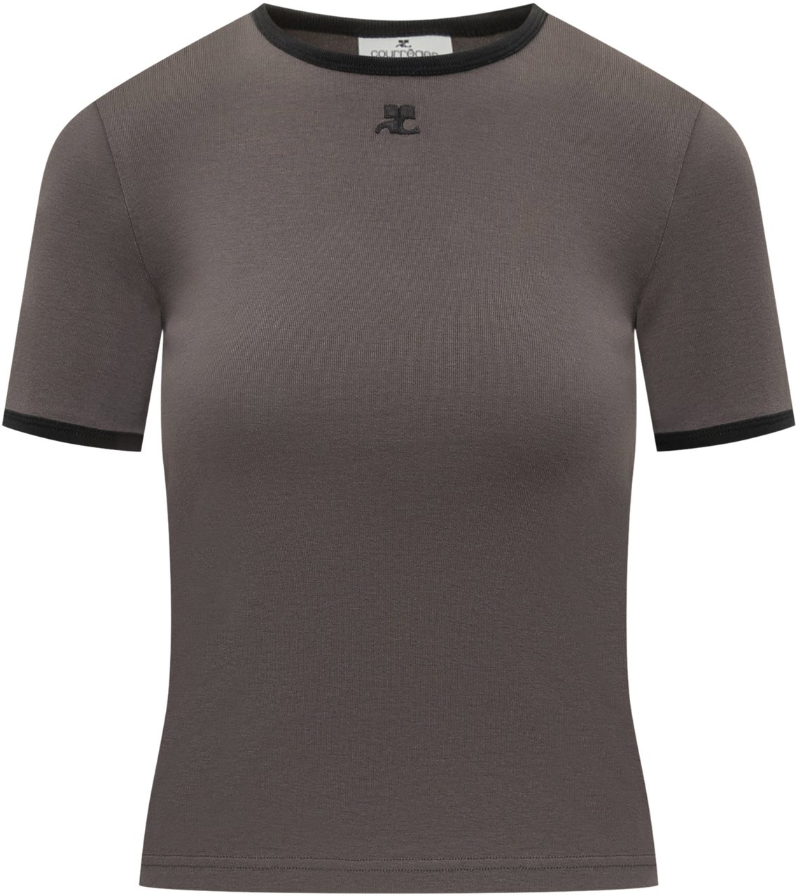COURREGES Courrèges T-Shirt Slim Fit con Logo Ricamato Grijs