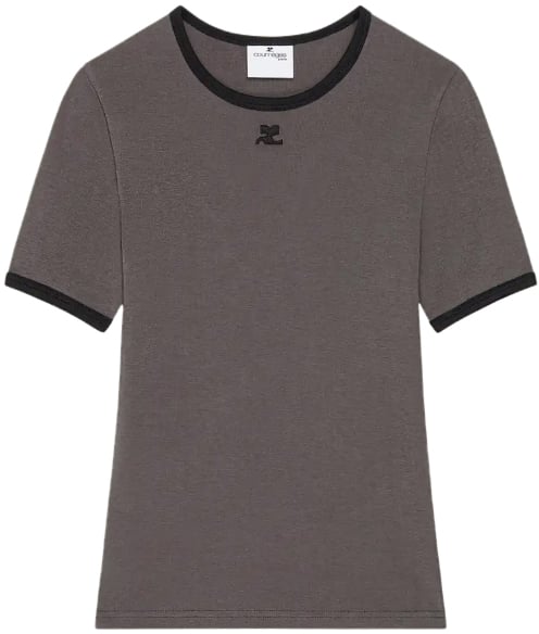 COURREGES Courrèges T-Shirt Slim Fit con Logo Ricamato Grijs
