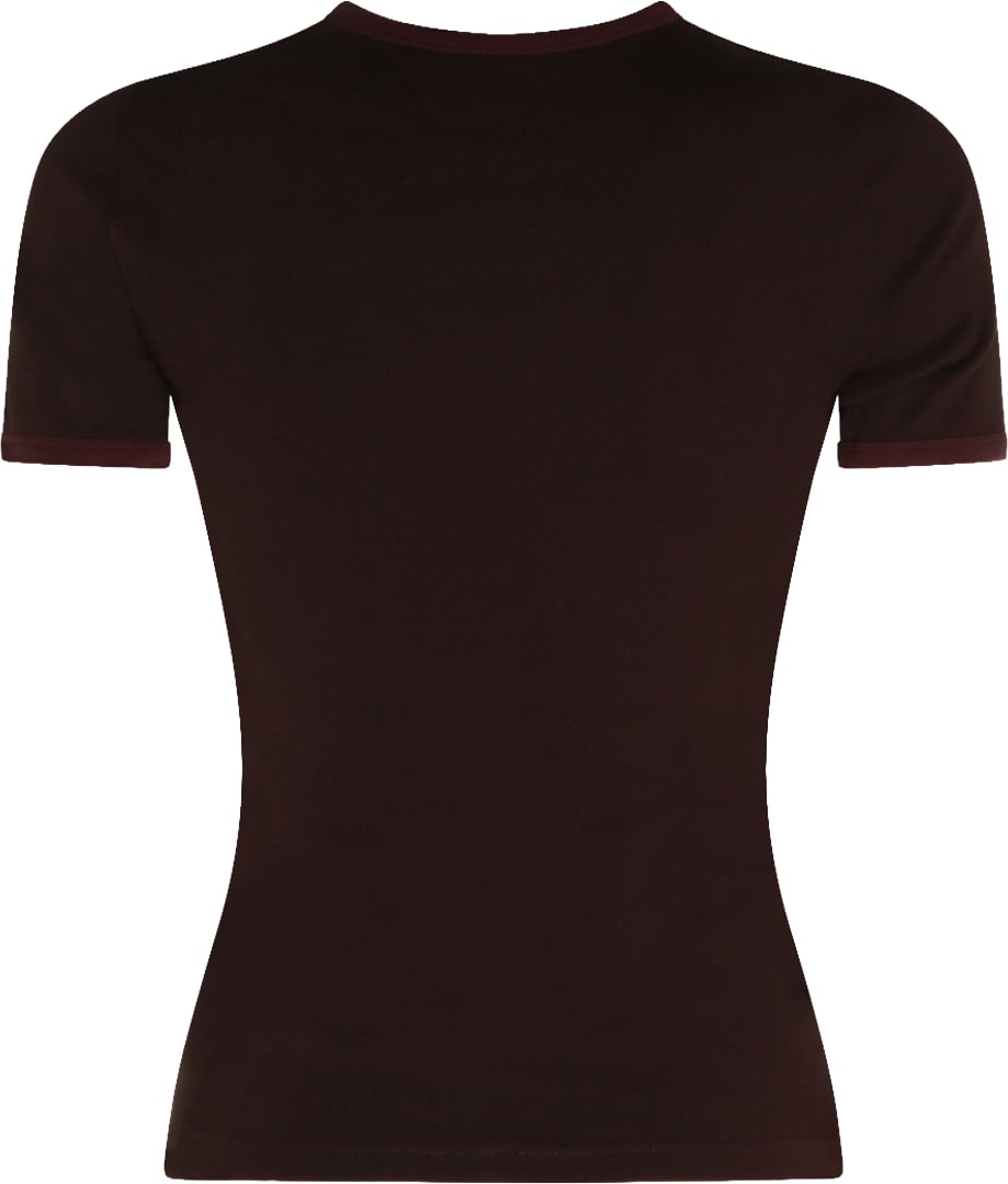 COURREGES White Fitted Short-Sleeve Cotton T-Shirt Zwart