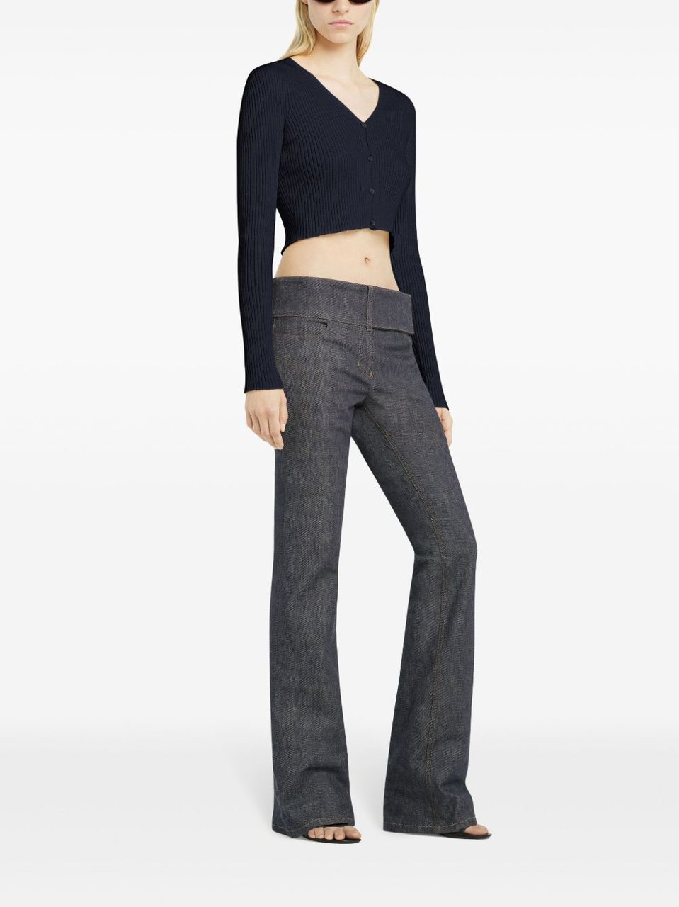 COURREGES Ribbed Knit Sweater Zwart