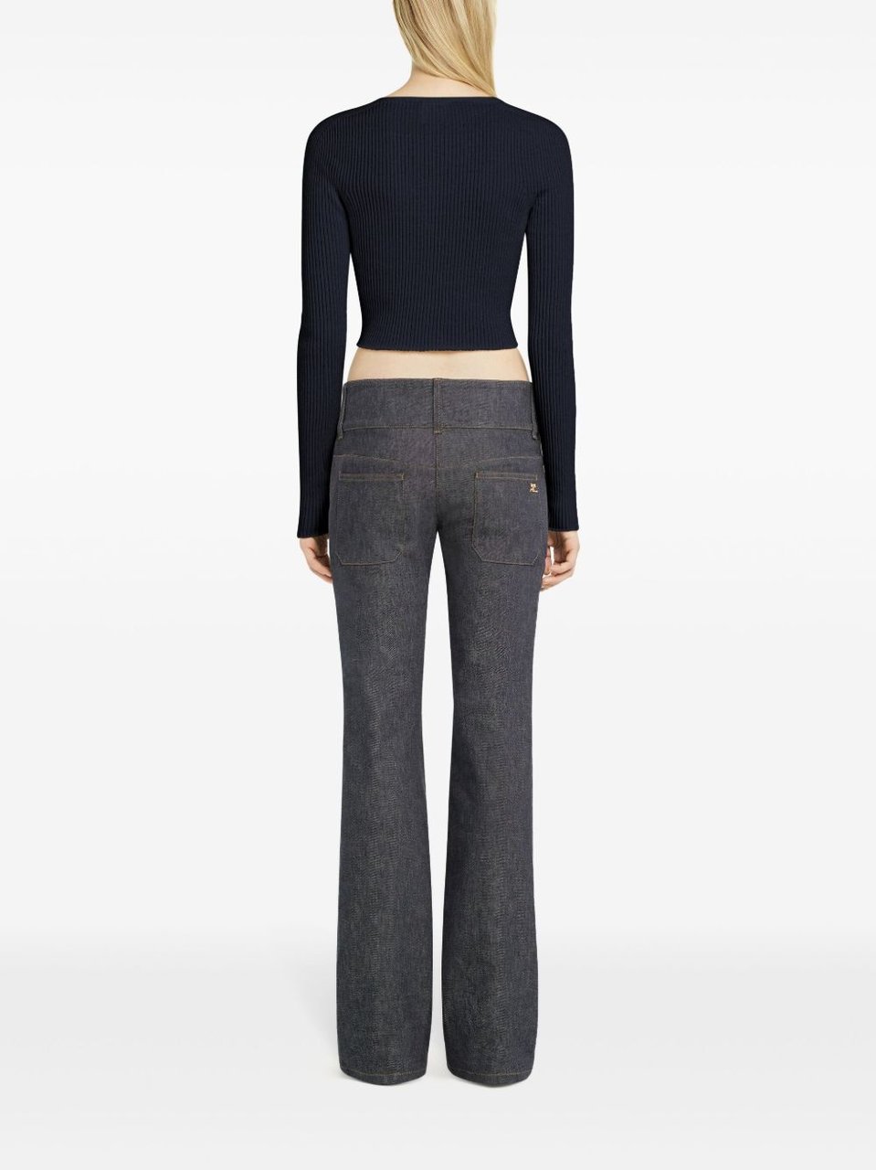 COURREGES Ribbed Knit Sweater Zwart