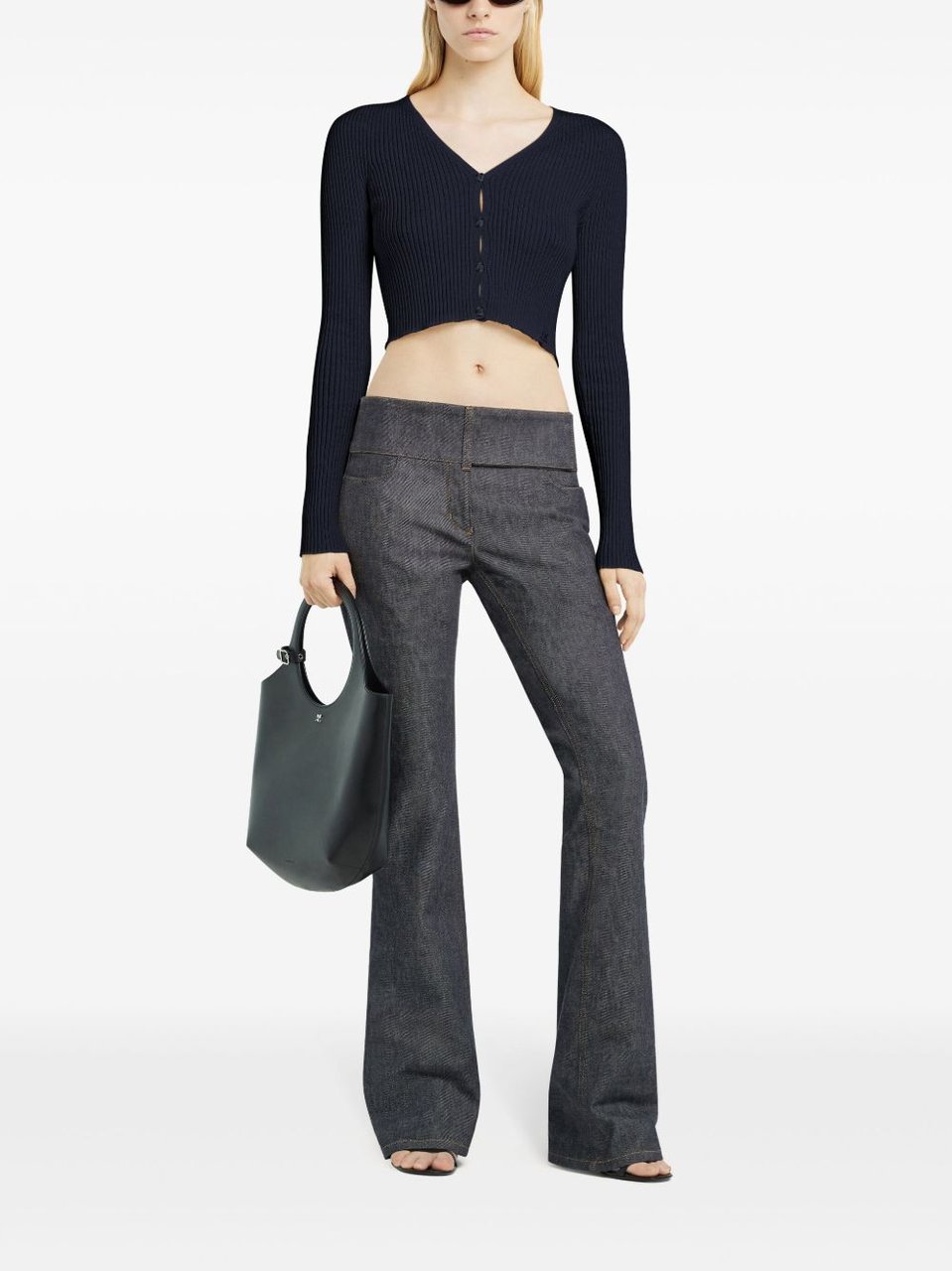 COURREGES Ribbed Knit Sweater Zwart