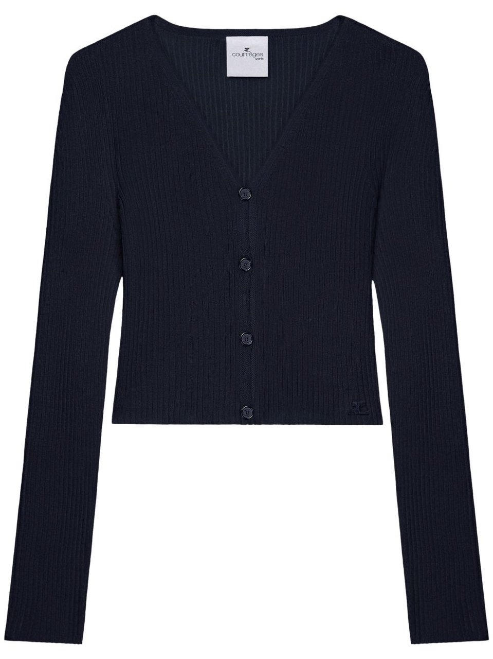 COURREGES Ribbed Knit Sweater Zwart