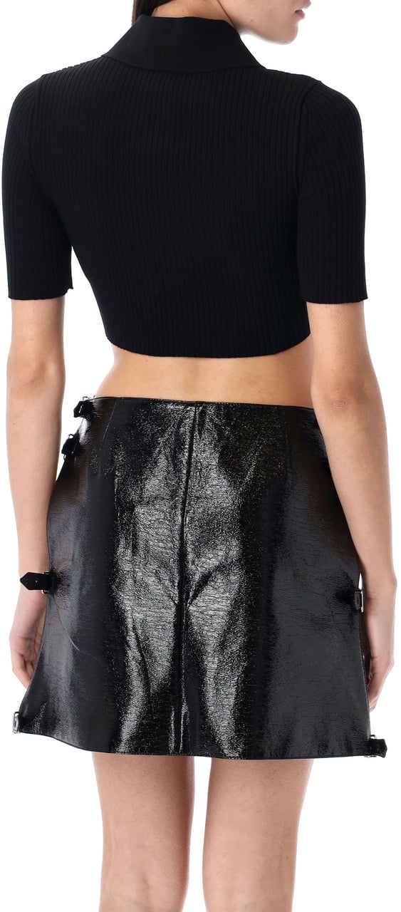 COURREGES Polo Knit Rib Nero Zwart