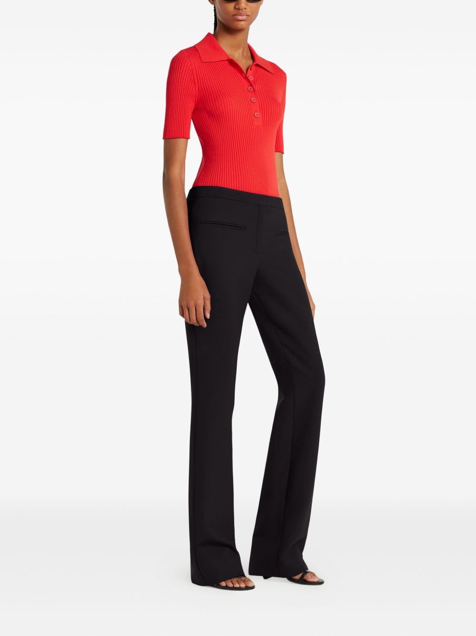 COURREGES Ribbed Knit Sweater Rood