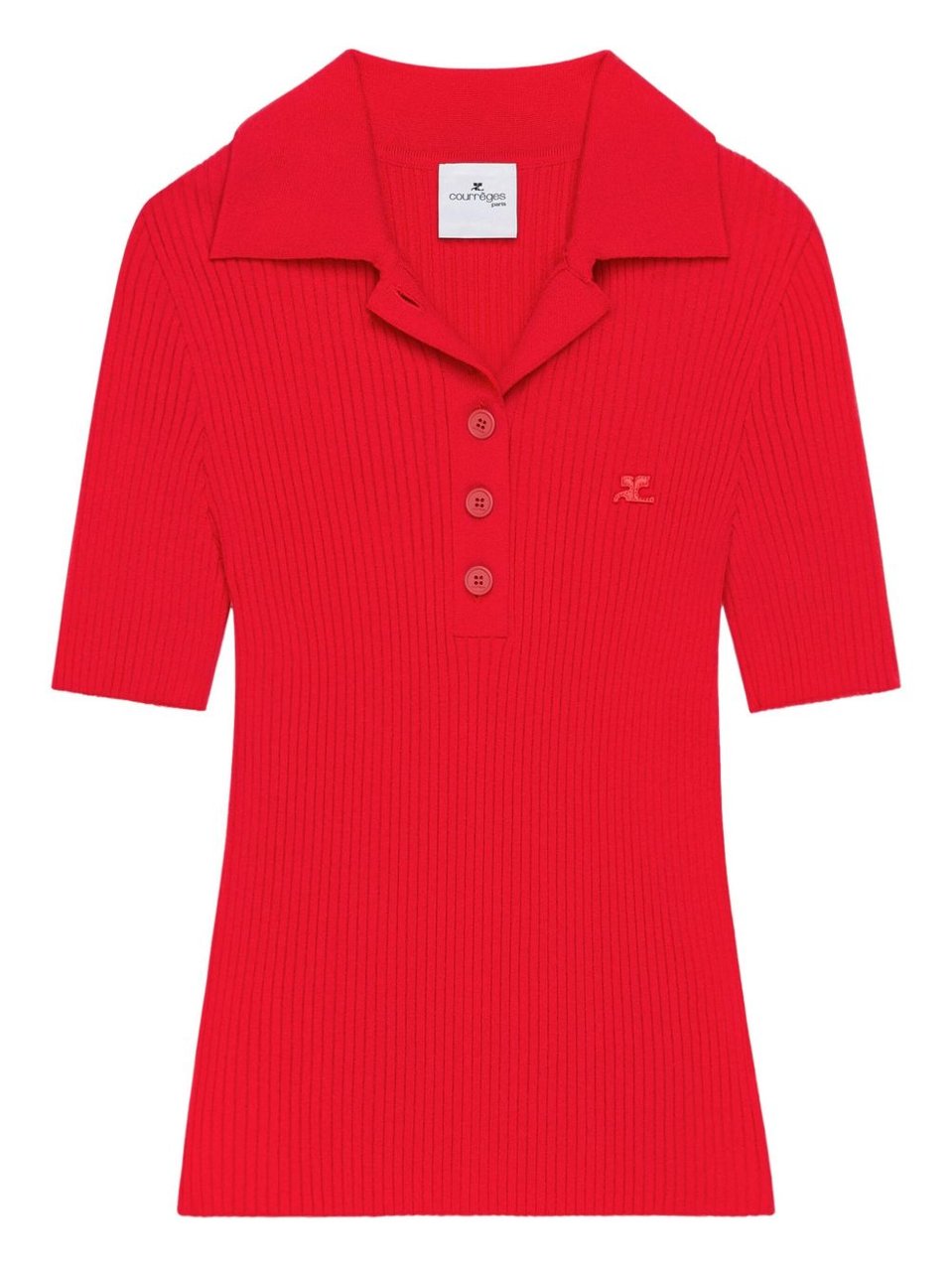 COURREGES Ribbed Knit Sweater Rood