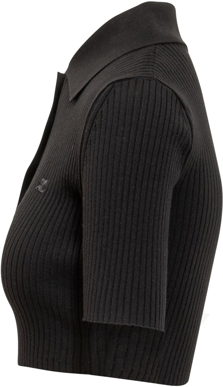 COURREGES Polo Cropped Zwart
