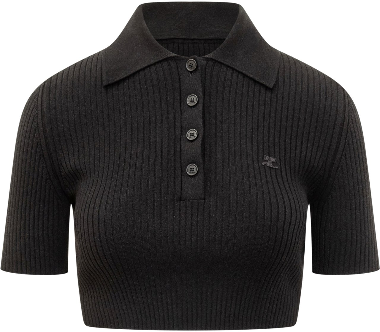 COURREGES Polo Cropped Zwart