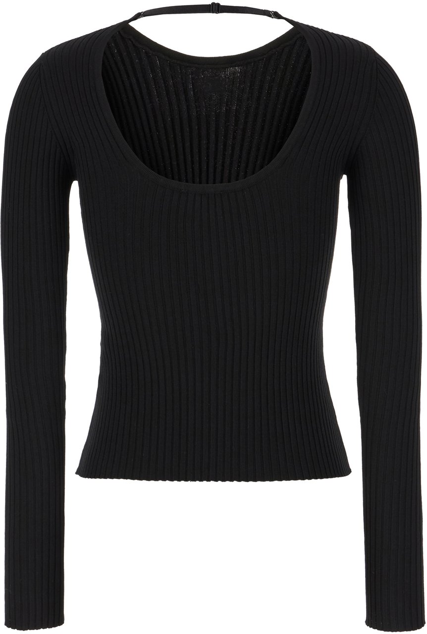 COURREGES Courreges Black viscose blend sweater Zwart