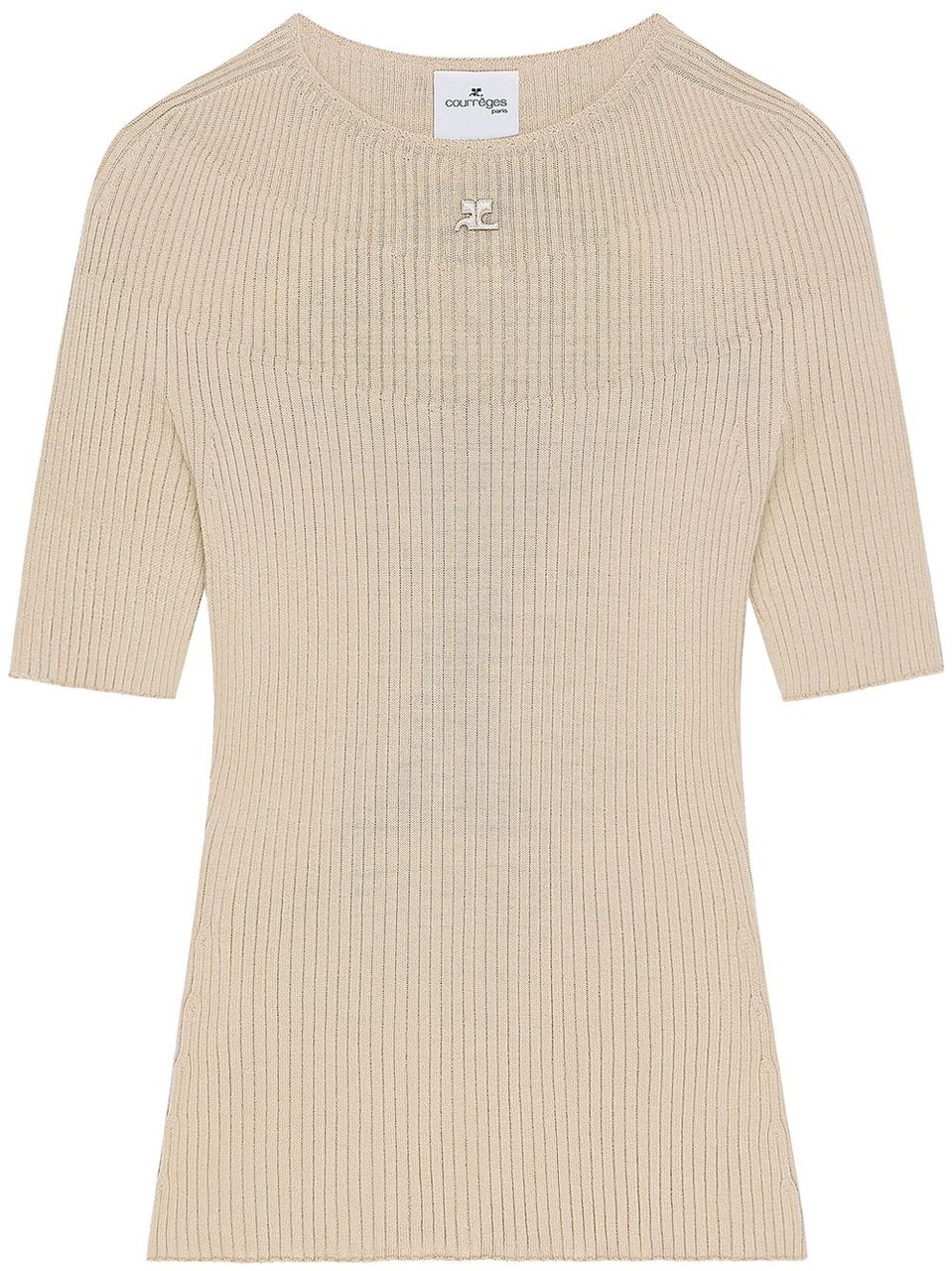 COURREGES Ribbed Knit Sweater Neutraal