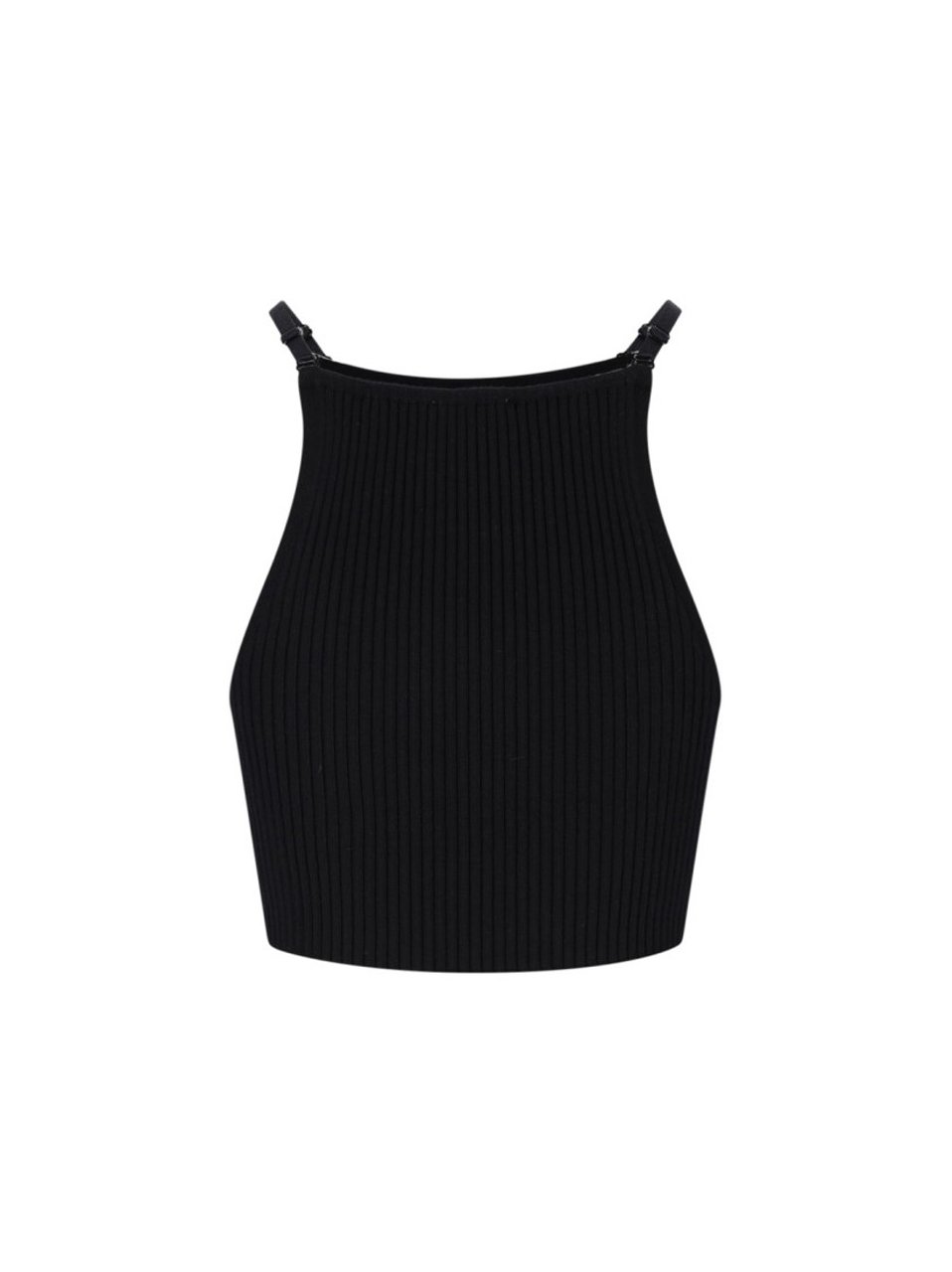 COURREGES Logo Crop Top – Black Zwart