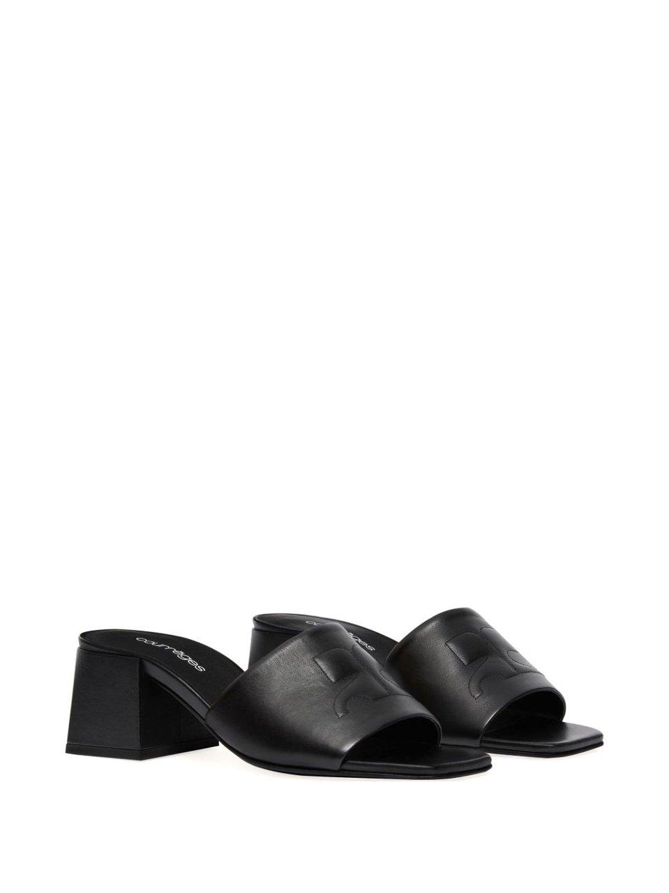 COURREGES Square Open Toe Black Sandals Zwart