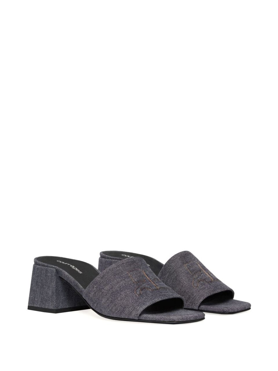 COURREGES Textured Grey Slip-On Sandals Grijs