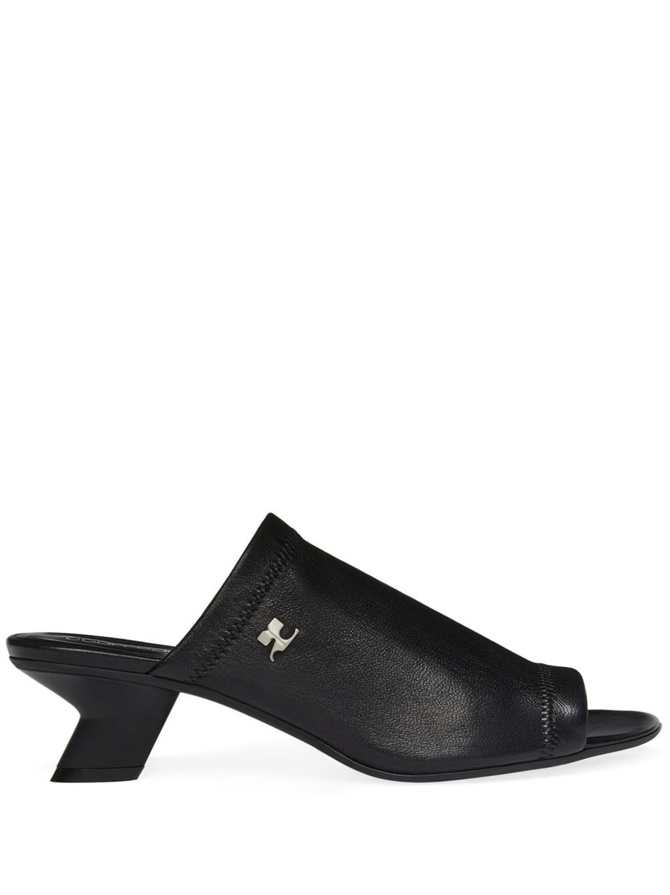 COURREGES Sculpted Heel Peep Toe Sandals Zwart