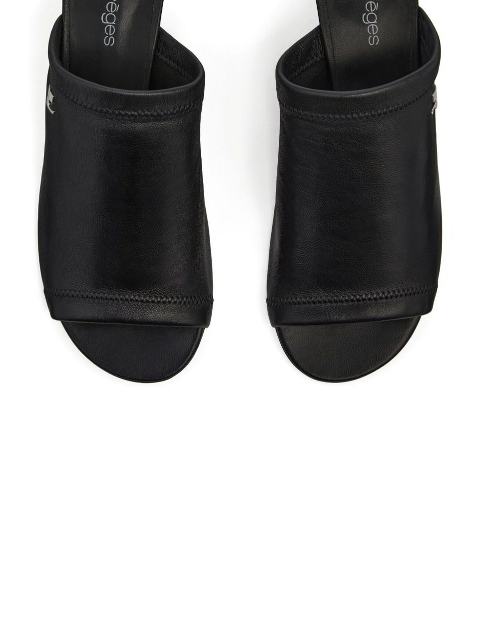 COURREGES Sculpted Heel Peep Toe Sandals Zwart