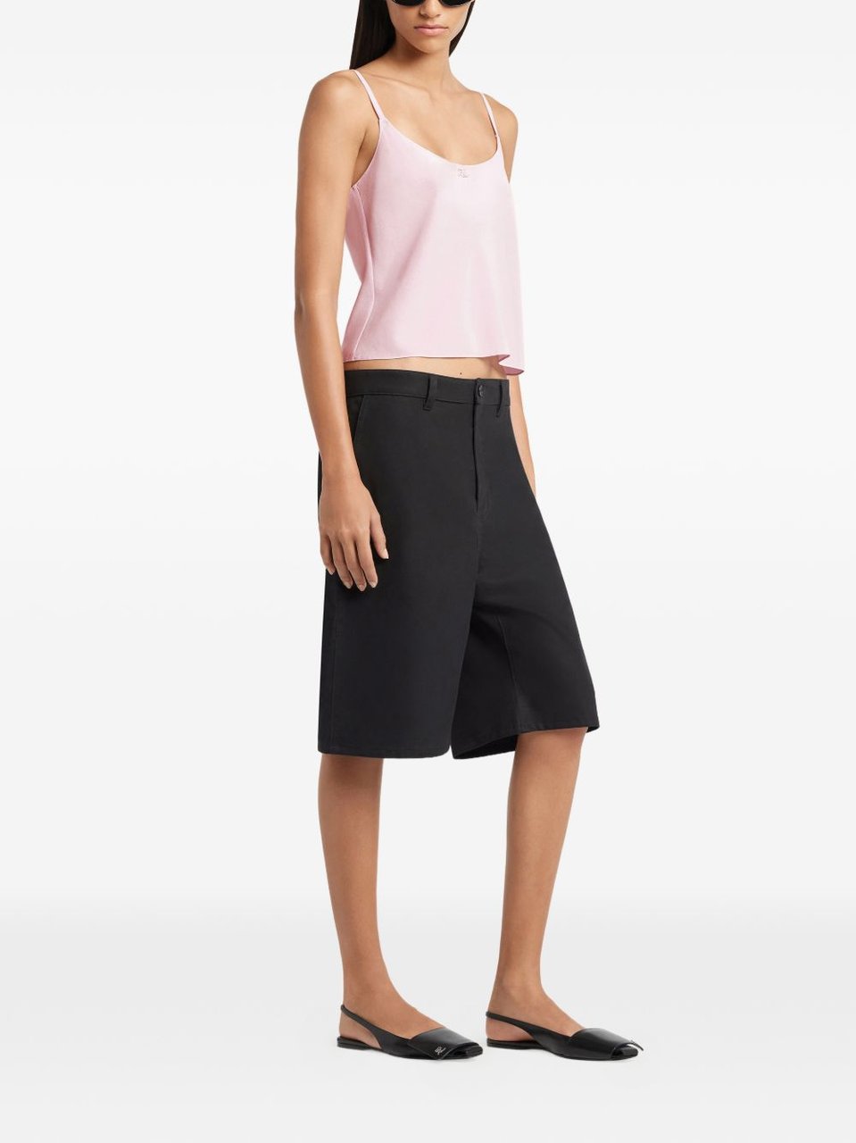 COURREGES Cropped Tank Top with Adjustable Spaghetti Straps Roze