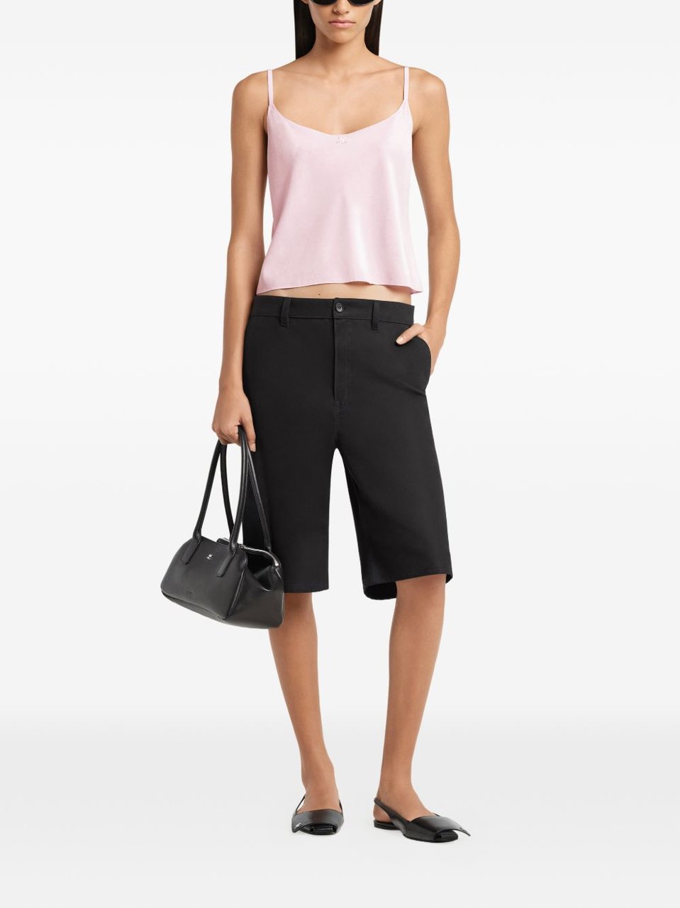 COURREGES Cropped Tank Top with Adjustable Spaghetti Straps Roze
