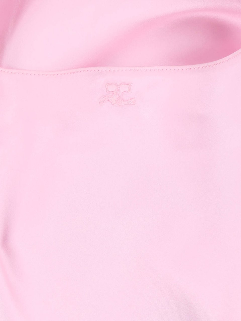 COURREGES Pink Silk Embroidered Logo Mini Dress Roze