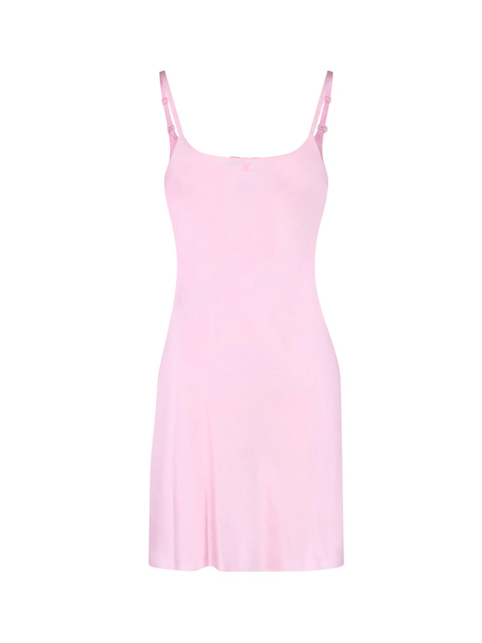 COURREGES Pink Silk Embroidered Logo Mini Dress Roze