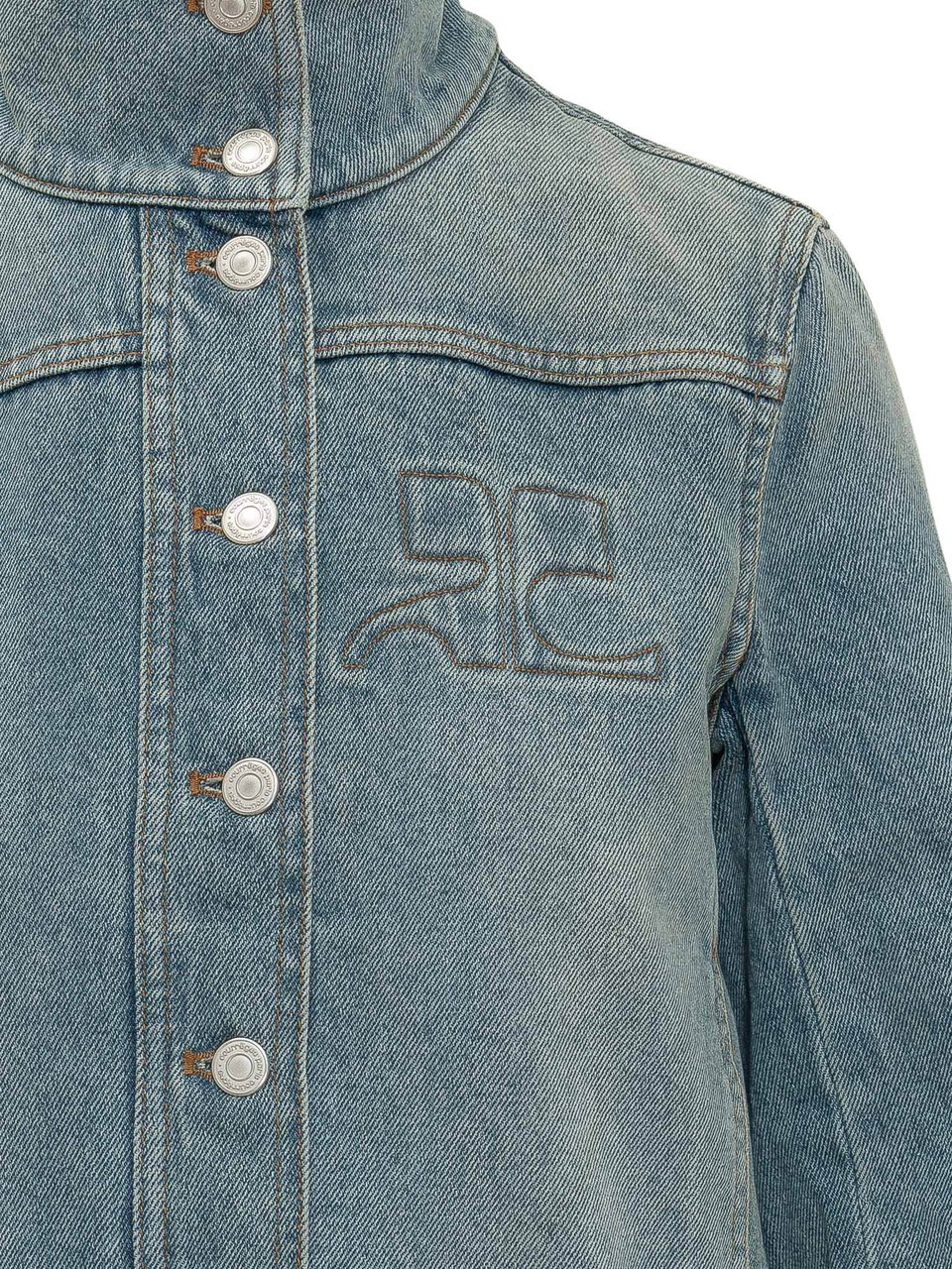 COURREGES Giacca in Denim con Collo Alto Blauw
