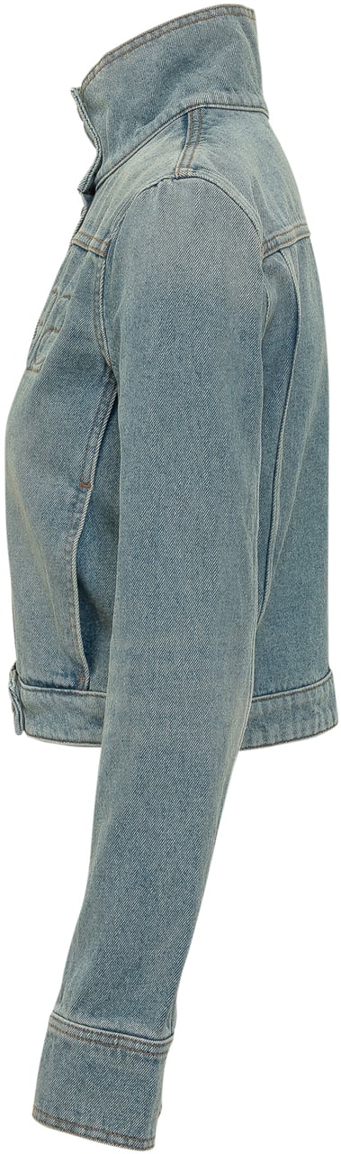 COURREGES Giacca in Denim con Collo Alto Blauw