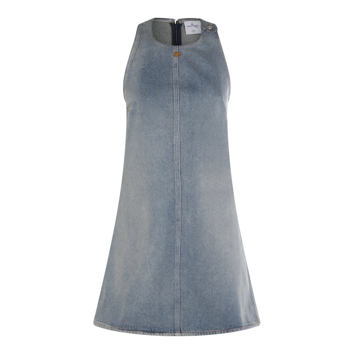 COURREGES A-Line Denim Mini Dress Grijs