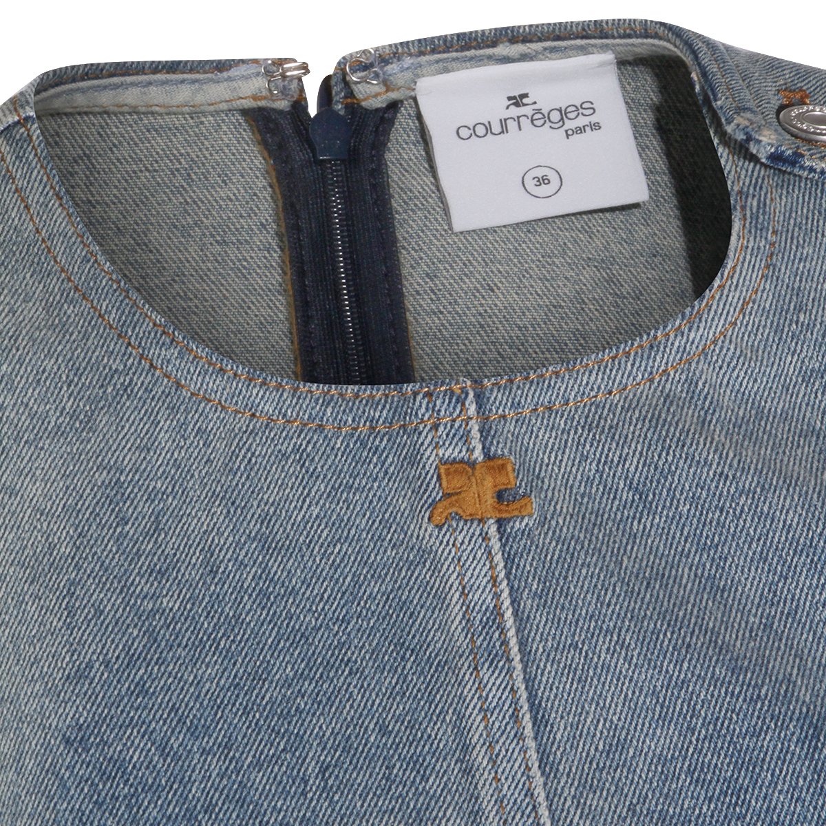 COURREGES A-Line Denim Mini Dress Grijs