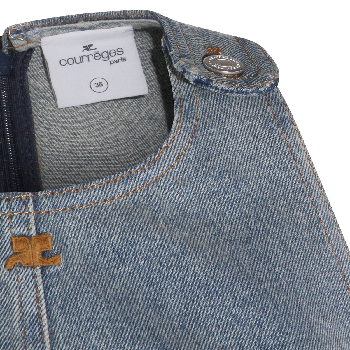 COURREGES A-Line Denim Mini Dress Grijs