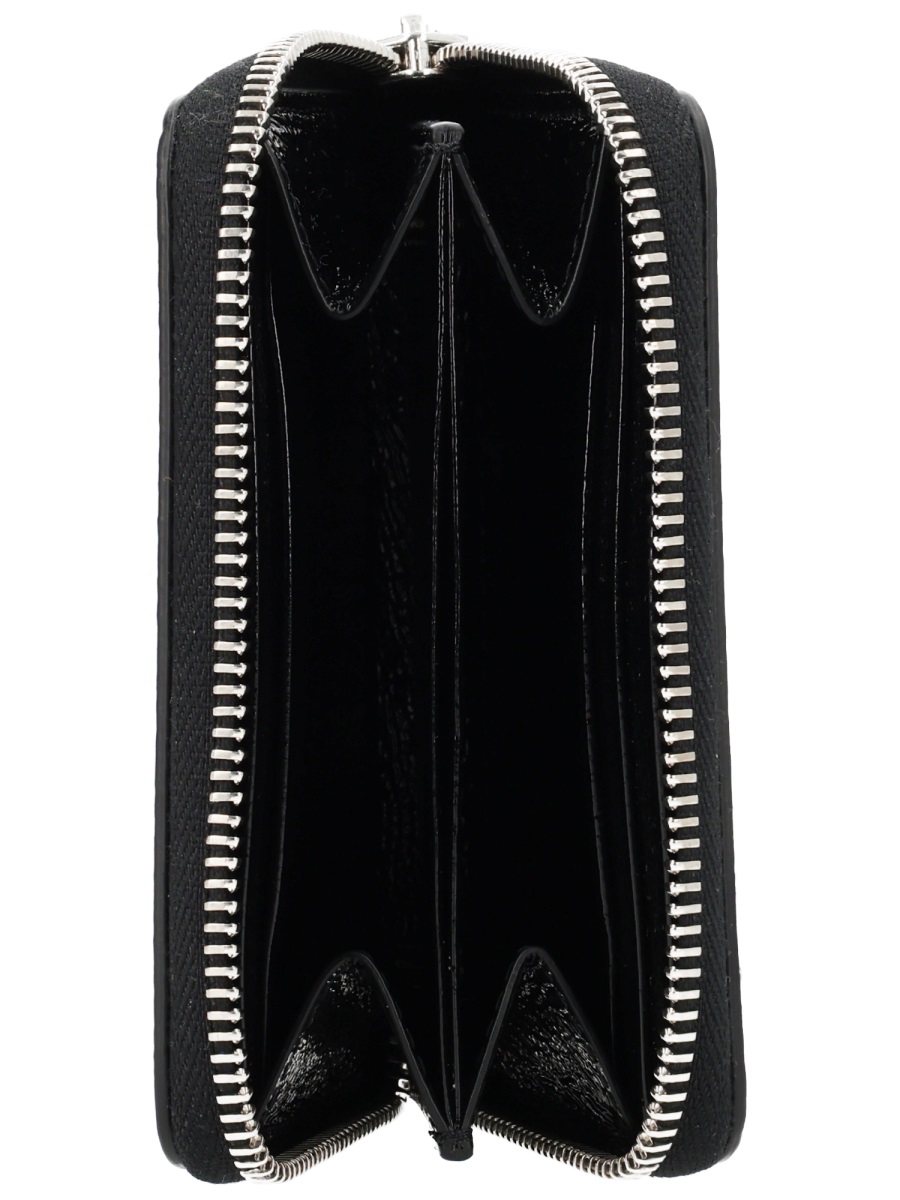 COURREGES Black Naplack Glossy Textured Leather Wallet Zwart