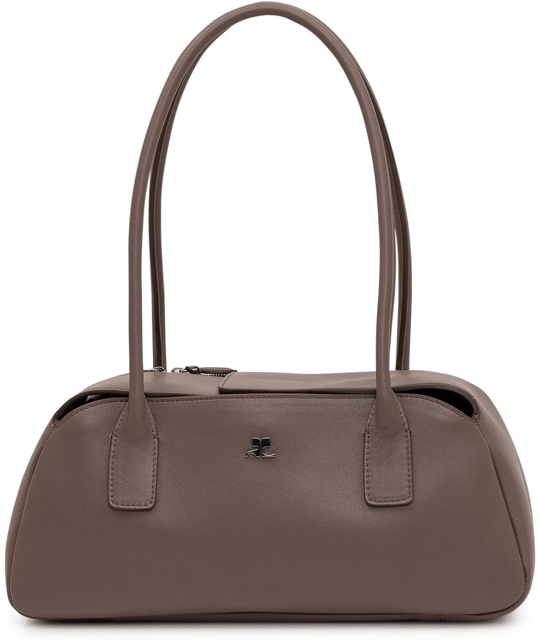 COURREGES Borsa a Mano in Pelle con Doppio Manico Taupe