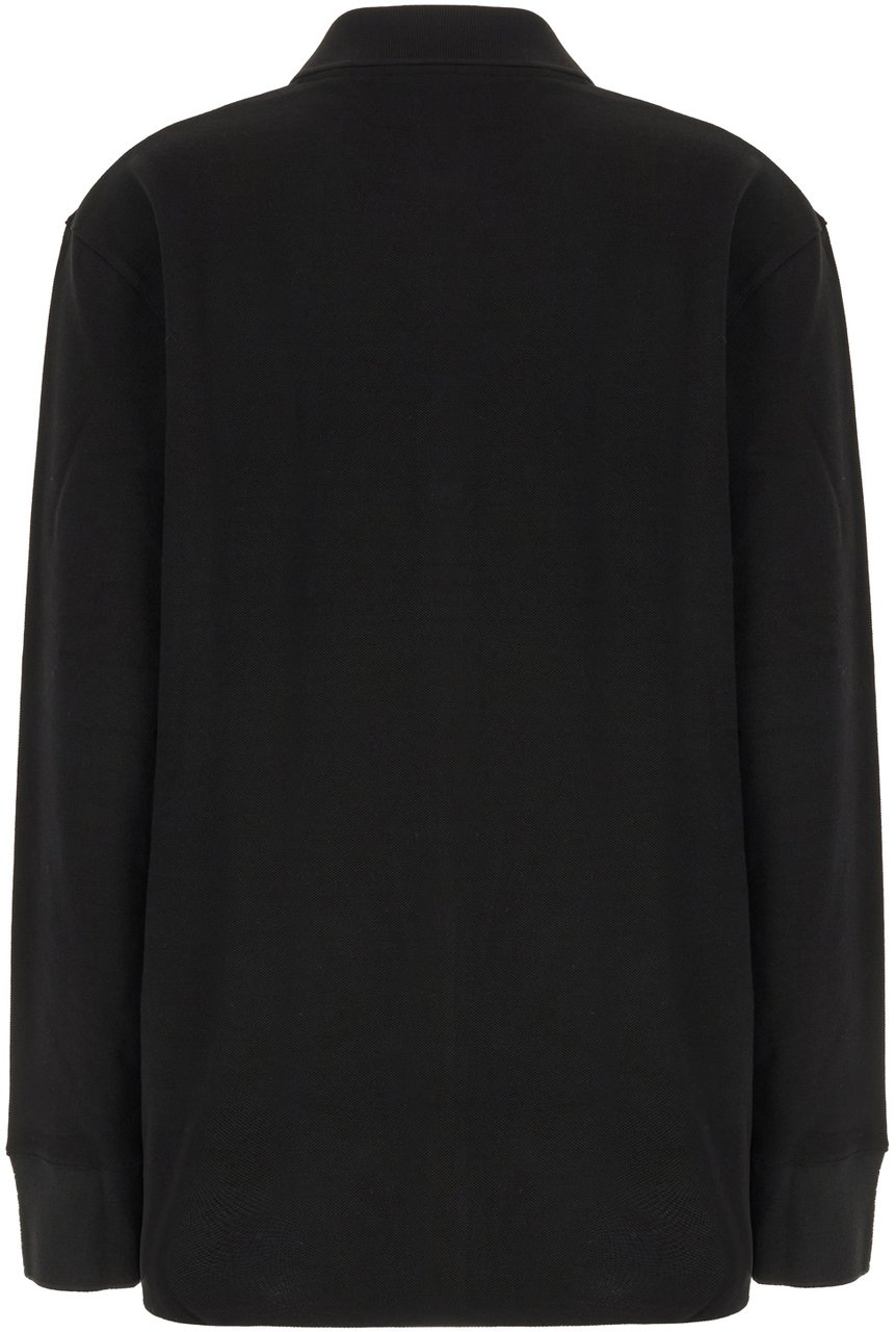 Courreges Black piquet oversized polo shirt Zwart